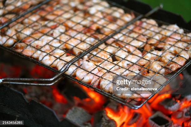 grilled seafood - flammable stock pictures, royalty-free photos & images