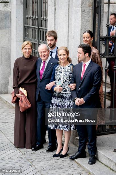 In the front row, Infanta Cristina, King Emeritus Juan Carlos I, Infanta Elena, and the grandchildren of King Juan Carlos, Froilan de Marichalar and,...