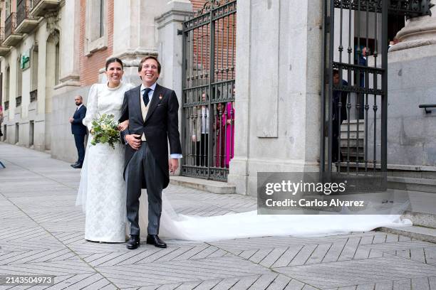 Teresa Urquijo and José Luis Martínez Almeida pose after their wedding at the at the Sagrado Corazon y San Francisco de Borja church on April 06,...