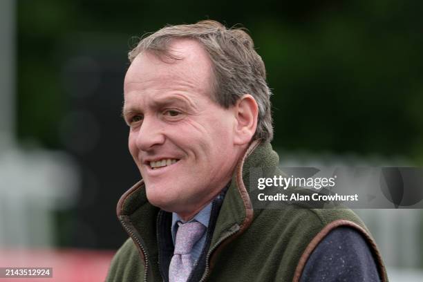 Richard Hannon poses at Kempton Park Racecourse on April 06, 2024 in Sunbury, England.