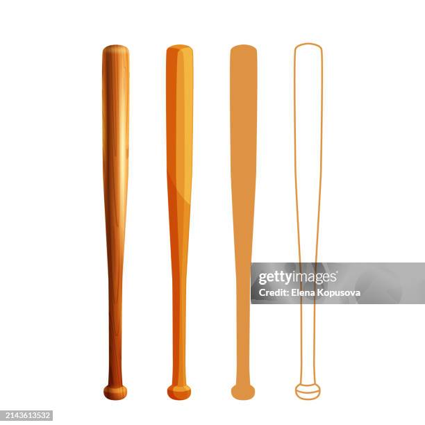 teamsportkonzept im modernen stil. baseballschläger in verschiedenen stilen auf einem isolierten hintergrund. stilvolles kreatives vektor-set. - baseballschläger stock-grafiken, -clipart, -cartoons und -symbole