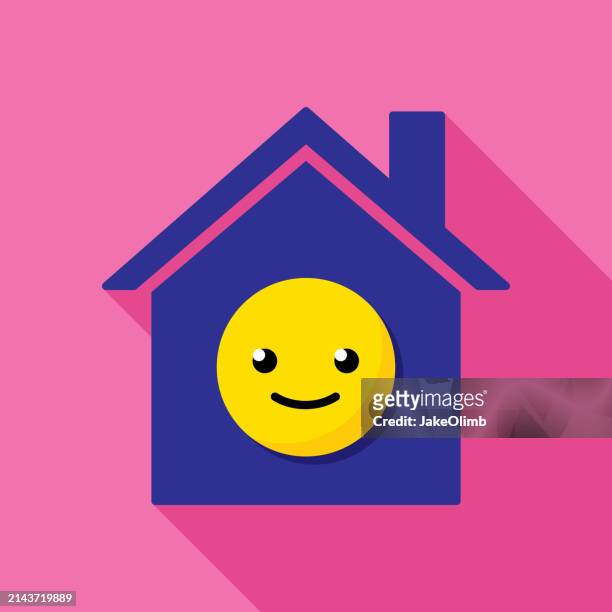 house smiley face icon flat 2 - smiley face stock illustrations