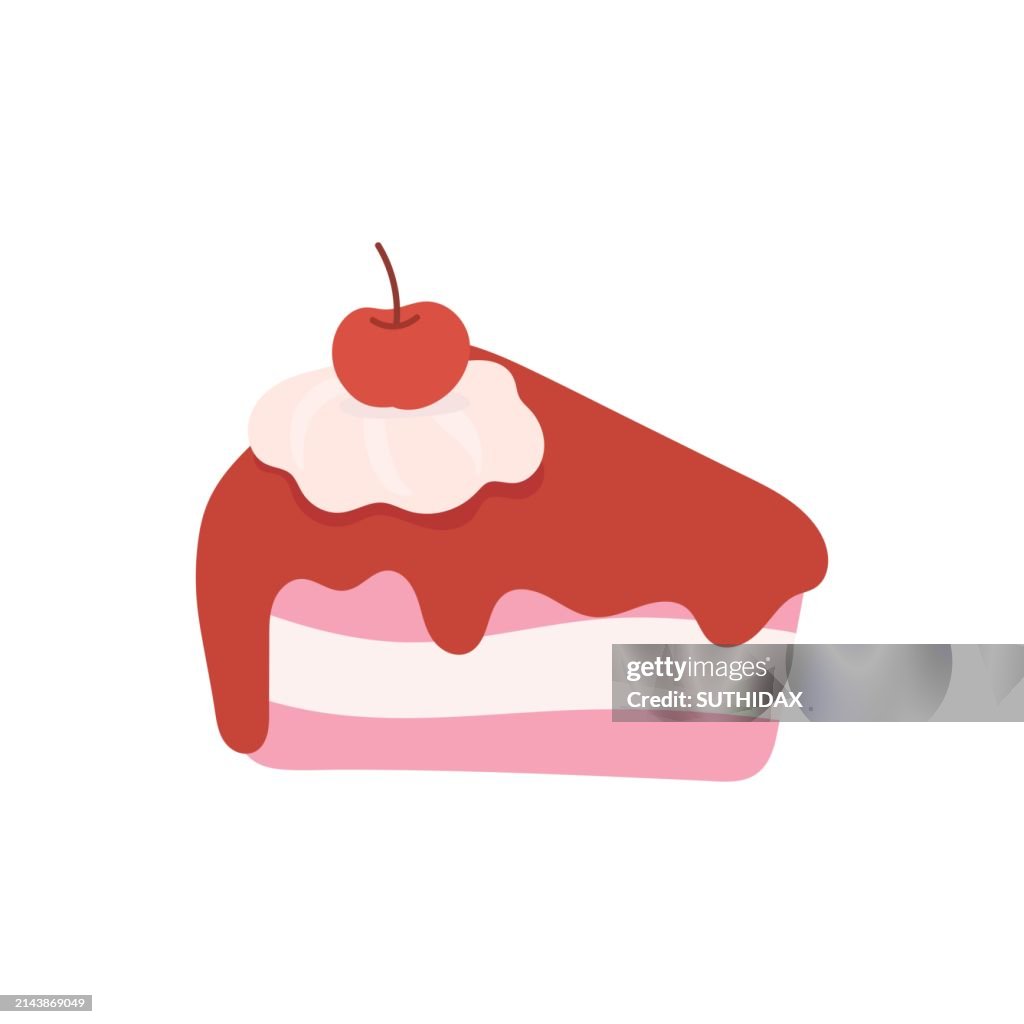 Strawberry triangle small cake illustration