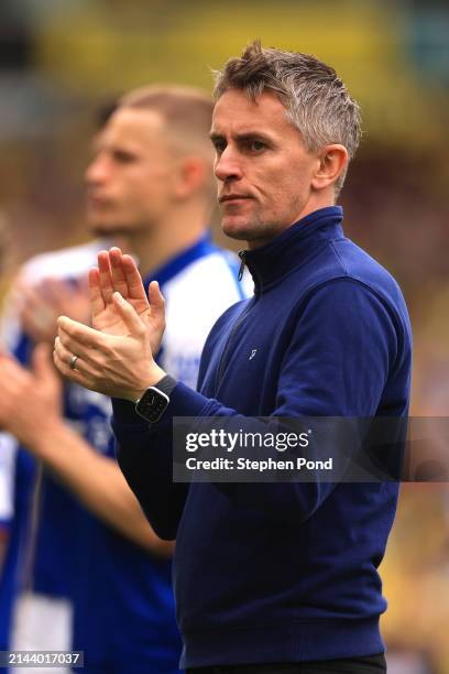 Kieran McKenna, Manager of Ipswich Town applauds their fans after defeat following the Sky Bet Championship match between Norwich City and Ipswich...