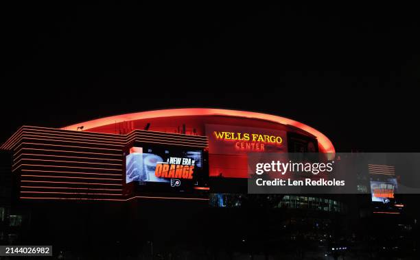 View of the arena of the Philadelphia Flyers following and NHL game against the New York Islanders at the Wells Fargo Center on April 1, 2024 in...