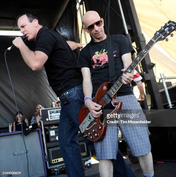 Greg Graffin and Greg Hetson of Bad Religion perform during the Vans Warped tour at Pier 30/32 on June 27, 2009 in San Francisco, California.