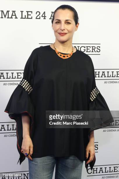 Actress Amira Casar attends the "Challengers" Paris Premiere at UGC Normandie on April 06, 2024 in Paris, France.