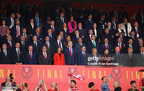 Spanish Royal Football Federation head Rafael del Amo, Spain's Minister of Budget Maria Jesus Montero, King Felipe VI of Spain and Spain's Minister...