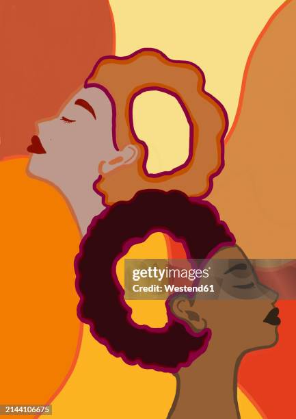 women with abstract hair forming date of international women's day - empowerment stock illustrations