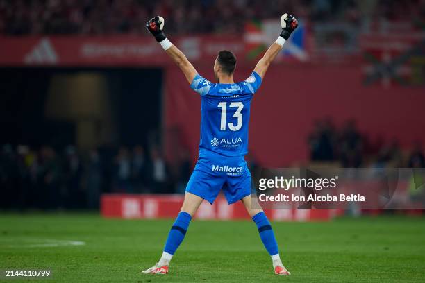Dominik Greif of RCD Mallorca celebrates after his team's first goal scored by Daniel Rodriguez during the Copa del Rey Final match between Athletic...