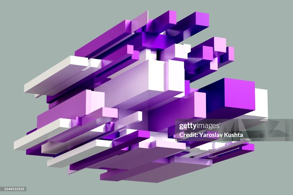 Abstract cube connection 3d. Data cubes CGI