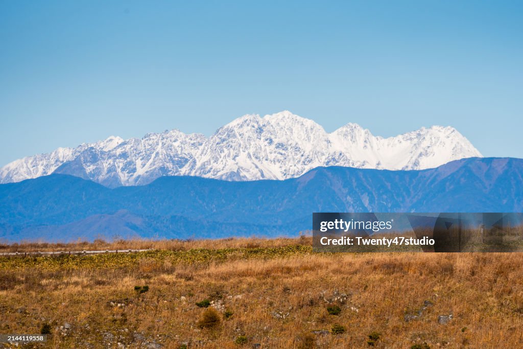 Beautiful Scenery Of The Japan Alps On Kirigamine Highland In Nagano ...