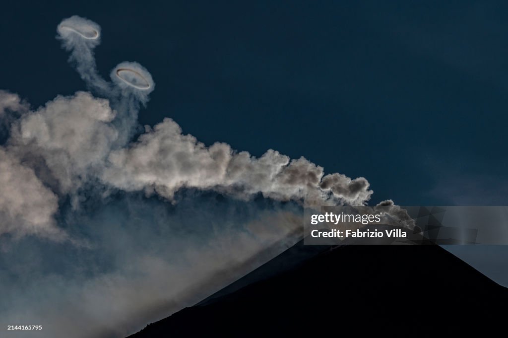 Mount Etna Emits Smoke