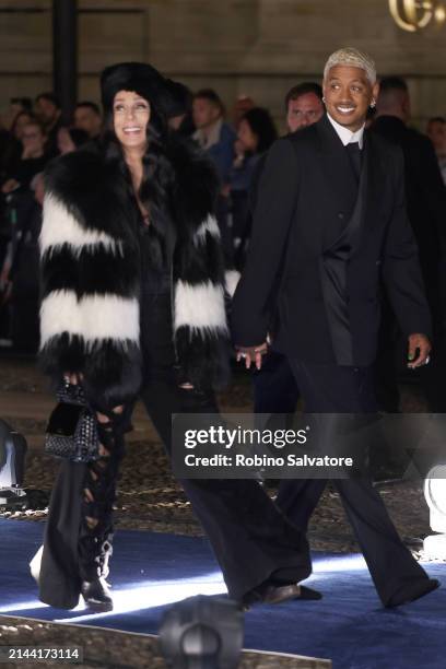 Cher and Alexander Edwards are seen at the Dolce&Gabbana 40th Anniversary party on April 06, 2024 in Milan, Italy.