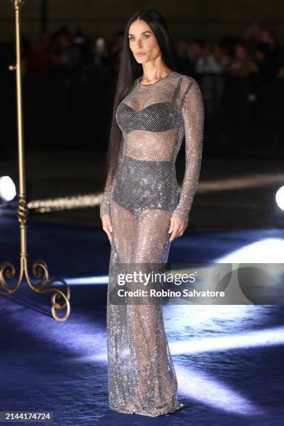 Demi Moore is seen at the Dolce&Gabbana 40th Anniversary party on April 06, 2024 in Milan, Italy.