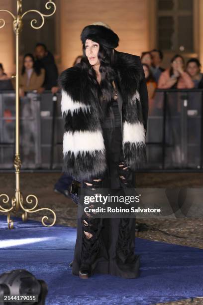 Cher is seen at the Dolce&Gabbana 40th Anniversary party on April 06, 2024 in Milan, Italy.