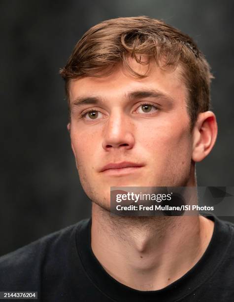 Jack Draper of Great Britain is photographed during a Tennis Channel player portrait video shoot before the start of the 2024 BNP Paribas Open at...