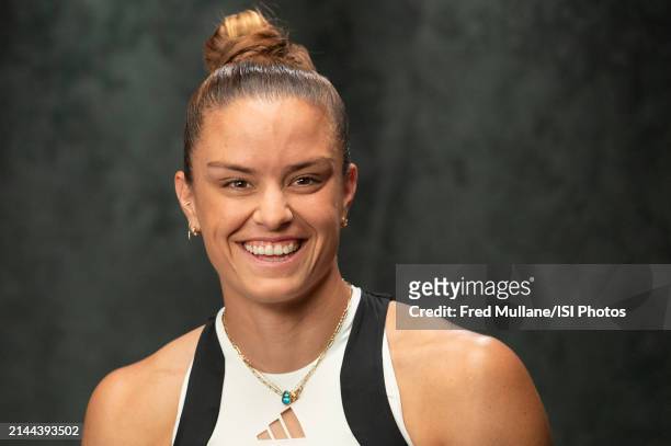 Maria Sakkari of Greece is photographed during a Tennis Channel player portrait video shoot on Day 1 of the 2024 BNP Paribas Open at Indian Wells...