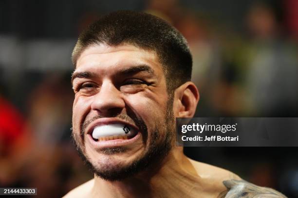 Chepe Mariscal prepares to face Morgan Charriere of France in a featherweight fight during the UFC Fight Night event at UFC APEX on April 06, 2024 in...