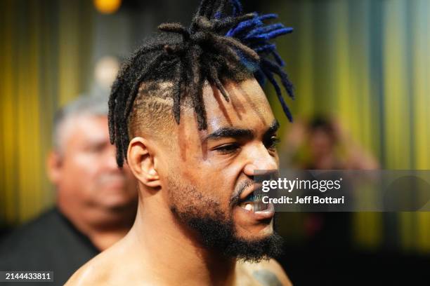 Morgan Charriere of France prepares to face Chepe Mariscal in a featherweight fight during the UFC Fight Night event at UFC APEX on April 06, 2024 in...