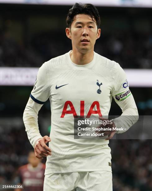 Tottenham Hotspur's Son Heung-Min during the Premier League match between Tottenham Hotspur and Nottingham Forest at Tottenham Hotspur Stadium on...