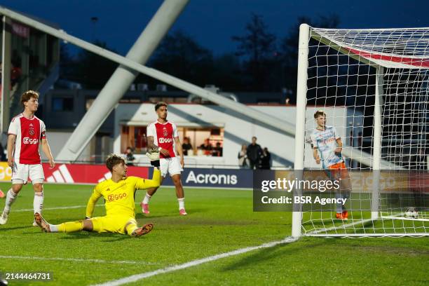 Tom de Graaff goalkeeper of Jong Ajax during the Dutch Keuken Kampioen Divisie match between Jong Ajax and FC Den Bosch at Sportpark de Toekomst on...