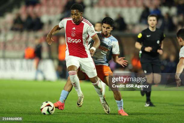 Silvano Vos of Jong Ajax during the Dutch Keuken Kampioen Divisie match between Jong Ajax and FC Den Bosch at Sportpark de Toekomst on April 8, 2024...