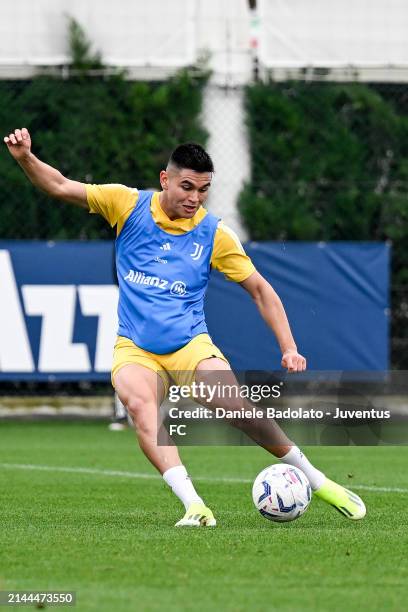 Carlos Alcaraz of Juventus during a training session at JTC on April 9, 2024 in Turin, Italy.