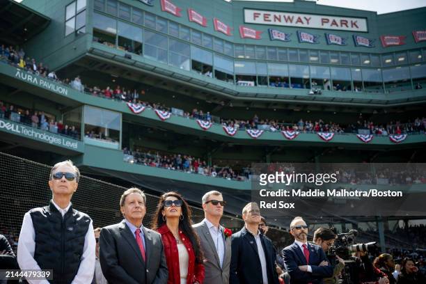Boston Red Sox Principal Owner John Henry, Boston Red Sox chairman Tom Werner, Fenway Sports Group partner Linda Pizzuti Henry, Boston Red Sox...