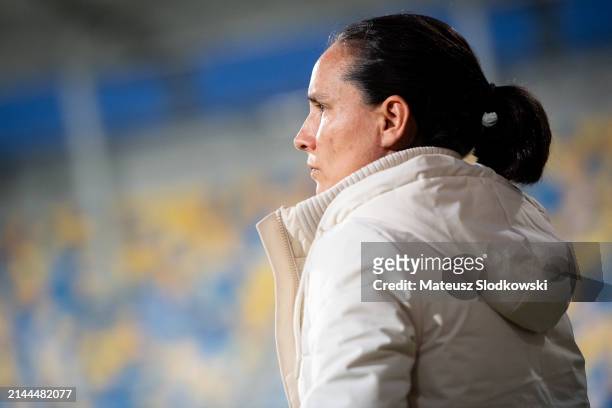Irene Fuhrmann of Austria looks on during the UEFA Euro 2025 Women's Qualifiers match between Poland and Austria, on April 9, 2024 in Gdynia, Poland.