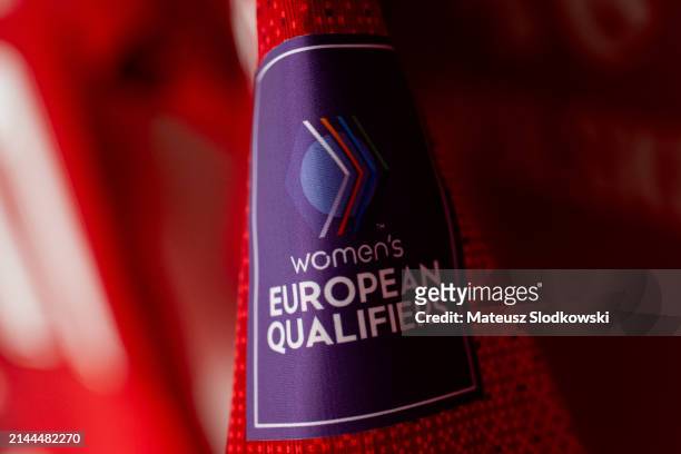 Women's European Qualifiers logo seen during the UEFA Euro 2025 Women's Qualifiers match between Poland and Austria, on April 9, 2024 in Gdynia,...