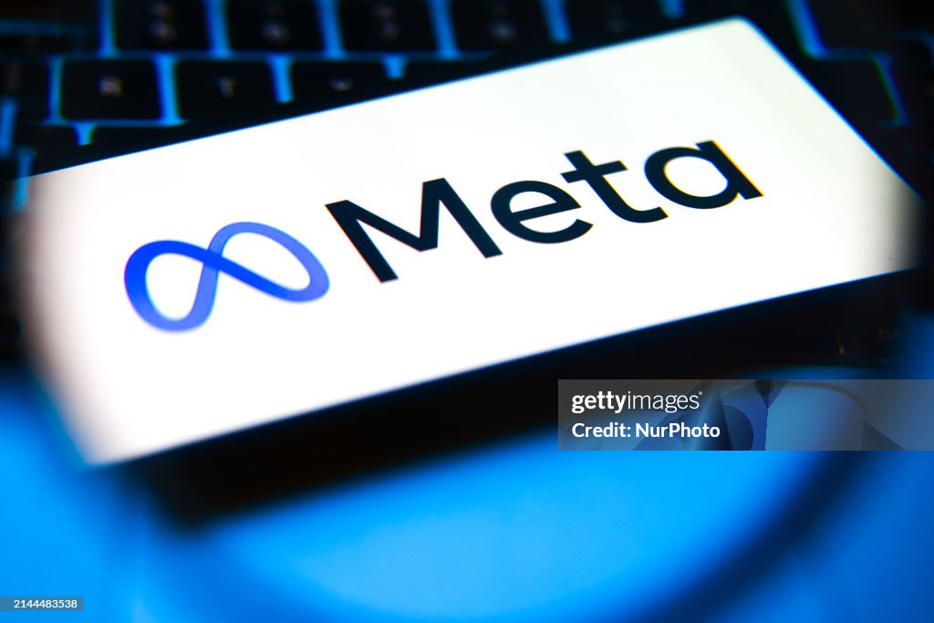 Meta Software Logo Meta logo is screened on a mobile phone for illustration photo.... News ...