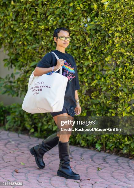 Karrueche Tran is seen arriving to the CLD Pre-Coachella Festival House 2024 on April 09, 2024 in Beverly Hills, California.