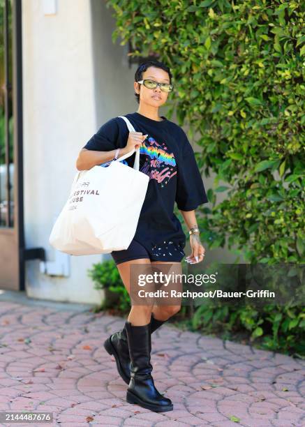 Karrueche Tran is seen arriving to the CLD Pre-Coachella Festival House 2024 on April 09, 2024 in Beverly Hills, California.