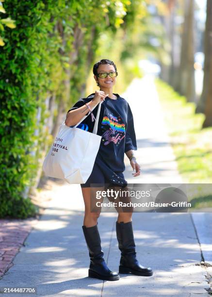 Karrueche Tran is seen arriving to the CLD Pre-Coachella Festival House 2024 on April 09, 2024 in Beverly Hills, California.