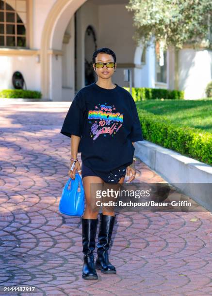 Karrueche Tran is seen arriving to the CLD Pre-Coachella Festival House 2024 on April 09, 2024 in Beverly Hills, California.