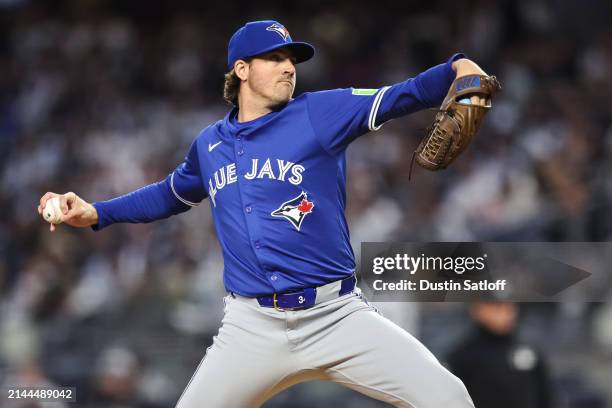 Kevin Gausman of the Toronto Blue Jays throws a pitch during the first inning of the game against the New York Yankees at Yankee Stadium on April 06,...