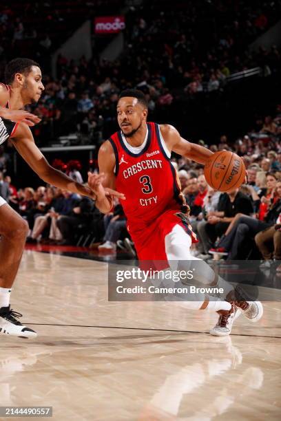 McCollum of the New Orleans Pelicans during the game against the Houston Rockets on April 9, 2024 at the Moda Center Arena in Portland, Oregon. NOTE...