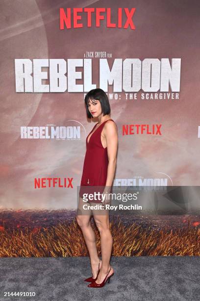 Sofia Boutella attends Netflix's Rebel Moon Part Two: The Scargiver New York Screening at AMC Lincoln Square Theater on April 05, 2024 in New York...