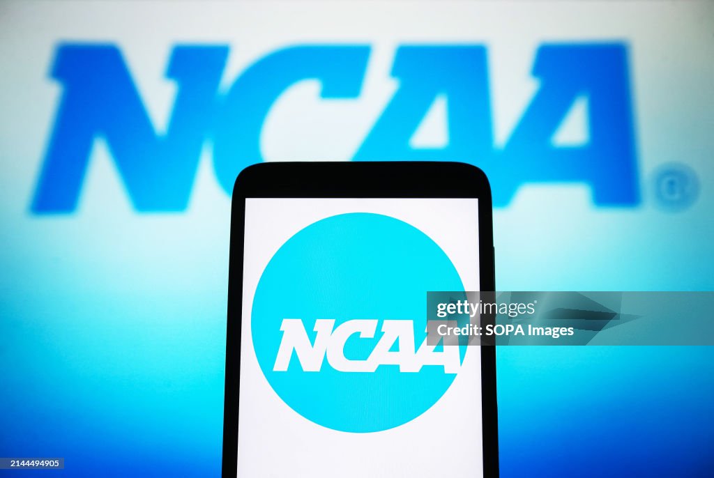 In this photo illustration, a National Collegiate Athletic...