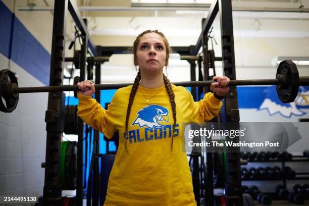 Kaleigh Levine exercises in the gym at Notre Dame College in South Euclid, Ohio on November 3, 3034.