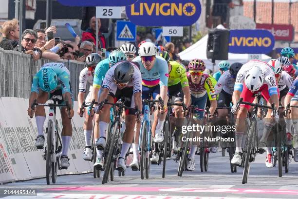 Enrico Zanoncello of Italy and Team VF Group - Bardiani CSF - Faizane, Matteo Malucelli of Italy and Team JCL Team Ukyo, and Manuel Penalver of Spain...