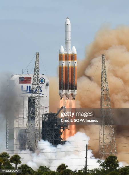United Launch Alliance Delta IV Heavy rocket launches from pad 37 at Cape Canaveral Space Force Station carrying a classified spy satellite for the...