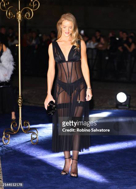Rosie Huntington-Whiteley is seen at the Dolce&Gabbana 40th Anniversary party on April 06, 2024 in Milan, Italy.