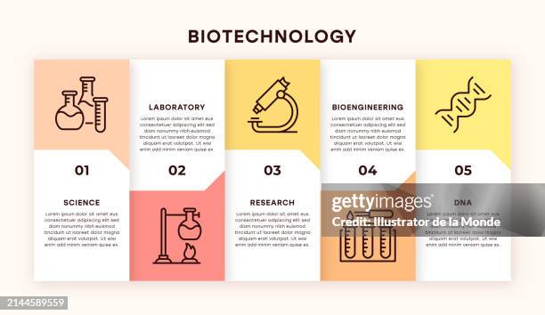 biotechnology infographic design - biologie stock-grafiken, -clipart, -cartoons und -symbole