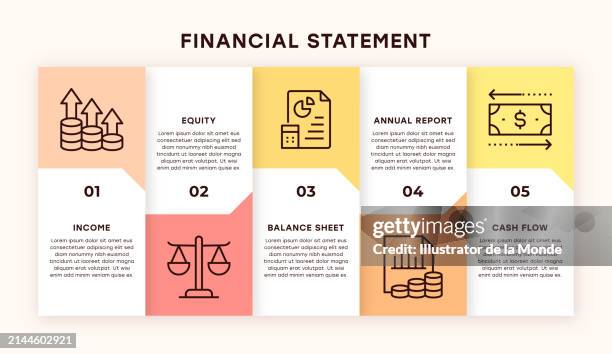 financial statement infographic design - slideshow projection stock illustrations