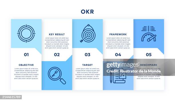 okr infographic design - research objective stock illustrations