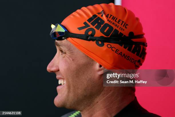 Braden Currie of New Zealand looks on prior to competing in the 2024 IRONMAN 70.3 Oceanside on April 06, 2024 in Oceanside, California.