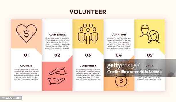 volunteer infographic design - money donations stock illustrations