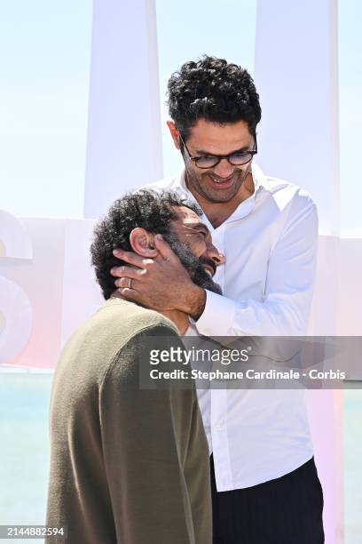 Ramzy Bedia and Jamel Debbouze attend the "Terminal" Photocall during the 7th Canneseries International Festival on April 06, 2024 in Cannes, France.